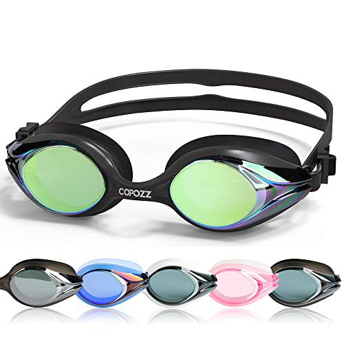 COPOZZ Competitive Swim Goggles 3912 Shatterproof Swimming Reflective Mirror/Clear Anti Fog UV Protection Water Goggles No Leaking Triathlon Racing Goggles 